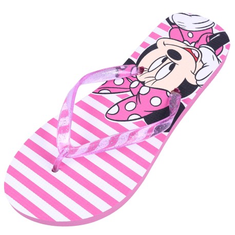 Różowe japonki w paski Myszka Minnie DISNEY