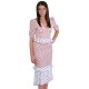 Pink/White, Polka Dot Print, V-neck, Ruffle Waist Midi Dress For Ladies FOREVER UNIQUE