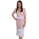 Pink/White, Polka Dot Print, V-neck, Ruffle Waist Midi Dress For Ladies FOREVER UNIQUE