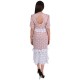 Pink/White, Polka Dot Print, V-neck, Ruffle Waist Midi Dress For Ladies FOREVER UNIQUE