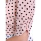 Pink/White, Polka Dot Print, V-neck, Ruffle Waist Midi Dress For Ladies FOREVER UNIQUE