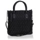 Black, Quilted Faux Leather Bag For Ladies