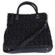 Black, Quilted Faux Leather Bag For Ladies