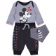 Ciemnoszare body+spodnie+śliniak Mickey Disney