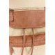 Mochila beige, tela + cuero A4