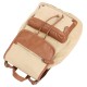 Mochila beige, tela + cuero A4