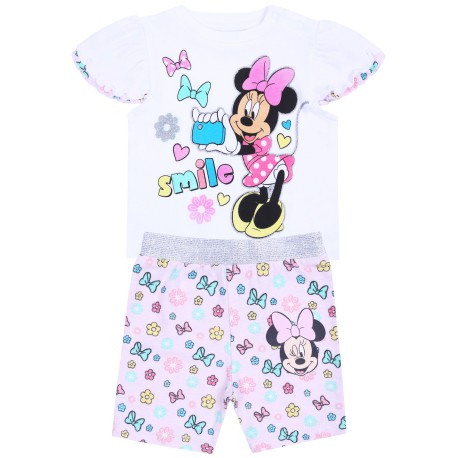 Mädchen Babyset, weiße Bluse+pinke, kurze Hose, Minnie Mouse  Disney