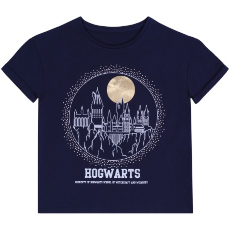 Granatowa,dziewczęca koszulka HOGWARTS