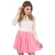  Cream/Pink Mini Dress, Lace 3/4 Length Sleeve & Chiffon Skirt by John Zack