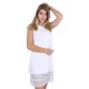 White Shift Mini Dress, Lace Detail, Sleeveless by John Zack