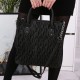 Black, Quilted Faux Leather Bag For Ladies