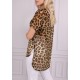 Camicetta ariosa con spacchi, stampa leopardo John Zack