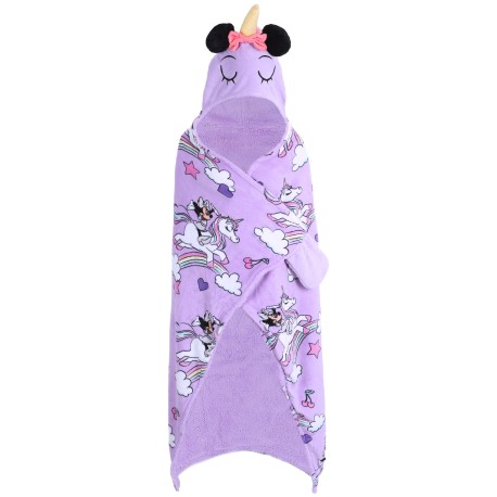 Couvre-lit violet avec une capuche Minnie Unicorn DISNEY