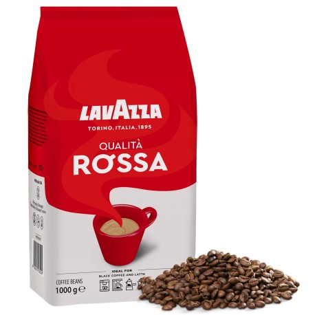 LAVAZZA Rossa- Mieszanka palonych ziaren kawy arabica i robusta, kawa ziarnista 1 kg