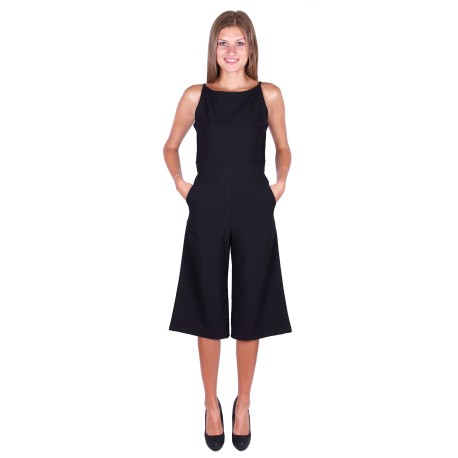 Black, Sleeveless, Knee Length Wide Cut Leg, Jumpsuit For Ladies By John Zack