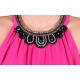 Pink, Lightweight Chiffon, Embellished Halter Neck Mini Dress ANGELEYE