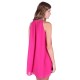 Pink, Lightweight Chiffon, Embellished Halter Neck Mini Dress ANGELEYE