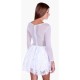 White, Floral Lace, Mesh Long Sleeved Mini Dress by John Zack