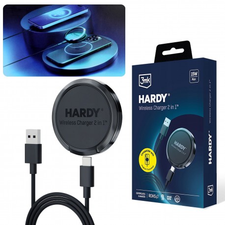 3mk HARDY Wireless Charger 2in1 15W Black Ładowarka indukcyjna