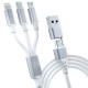 3mk Hyper Cable 3in1 White Kabel USB-A/USB-C do USB-C/Micro/Lightning 1.5m