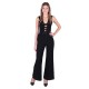 Black, Sleeveless, Lace Up Front, Wide Cut Leg, Jumpsuit For Ladies By John Zack