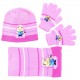 Różowo-biały zestaw: szalik, rękawiczki, czapka MINIONKI