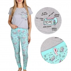 Women's grey and turquoise pyjamas, long trousers