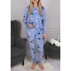 DISNEY Stitch Pyjama à manches longues en velours bleu pour dames