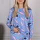 DISNEY Stitch Pyjama à manches longues en velours bleu pour dames