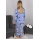 DISNEY Stitch Pyjama à manches longues en velours bleu pour dames