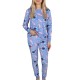 DISNEY Stitch Pyjama à manches longues en velours bleu pour dames