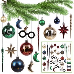 Harry Potter Set de boules de Noël, décorations pour arbre de Noël, boules de Noël en plastique 37 pièces