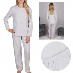 Women's zircon grey fleece pyjamas with long trousers