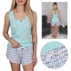 Turquoise-white, women&#039;s patterned pyjamas, short shorts