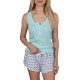 Turquoise-white, women&#039;s patterned pyjamas, short shorts