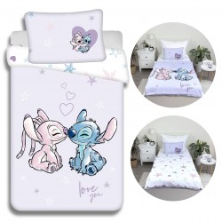 Disney Andzia i Stitch Komplet pościeli na zamek, dziecięcej, pościel bawełniana 100x135 cm, Oeko-Tex