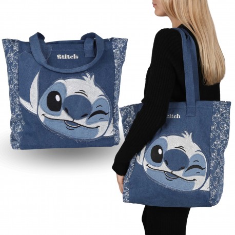 Disney Stitch Jeansowa torebka damska na ramię, shopperka