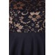 Black/Golden, Floral Lace Top, Cut-Out Back Detail Mini Dress By John Zack