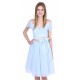 Light Blue, Lightweight Tulle Off-Shoulder Design Top &amp; Flare Midi Skirt Set