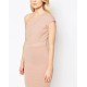 Nude One-Shoulder &amp; Bodycon Fit Midi Dress By John Zack