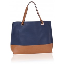 Navy Blue & Brown Handbag