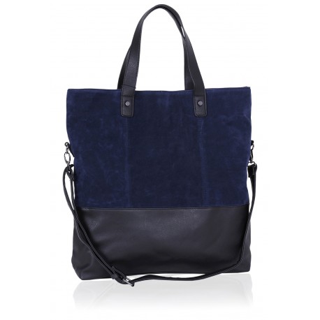 Women Suede Eco Leather Navy Black Bag