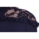 Navy Blue Long Blouson Sleeves With Lace Inserts, Loose Fit Mini Dress By John Zack