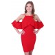 ASOS Czerwona, ołówkowa sukienka mini falbanki