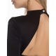 Black Long Split Sleeves, High Neckline, Open Back Mini Dress by John Zack