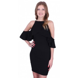 ASOS Czarna, ołówkowa sukienka mini falbanki