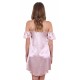 Pink, Satin, Cold Shoulder Design, Cami Straps Mini Nightie Nightdress By John Zack