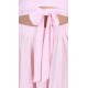Pink, Lightweight Tulle Off-Shoulder Design Top &amp; Flare Midi Skirt Set