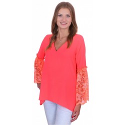 ASOS Pomarańczowa bluzka, koronkowe rękawy