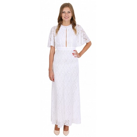 ASOS Elegancka, biała, koronkowa sukienka maxi